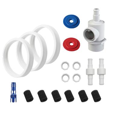 Imagem de Limpador de piscina universal encaixe de parede UWF conector 9-100-9001, conjunto de mangueira giratória D20 e porca D15, pneu de uso C10, limpador de mangueira de varredura e kit de esponja de