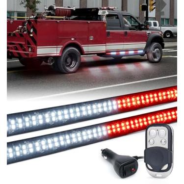 Imagem de LUMENIX 2 peças, faixa de luzes estroboscópicas de emergência de 152 cm, placa de corrida de LED, barra de luz de aviso intermitente flexível para bombeiros com controle remoto sem fio para caminhões