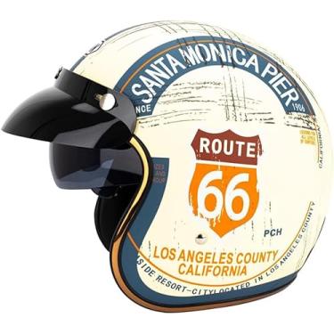 Imagem de Capacete Aberto Motocicleta M Persolized E Retro Motocicleta Capacete Meio Aberto Com Máscara, CC09, M/57-58cm