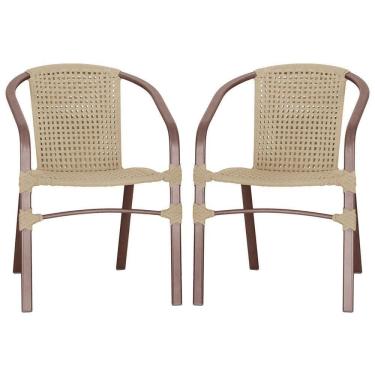Imagem de 02 Cadeiras Floripa Alumínio Pintura Marrom Trama Rami