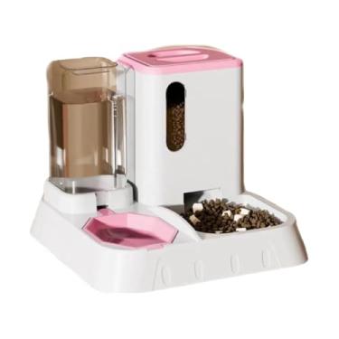 Imagem de Bebedouro Com Comedouro Alimentador Automático Gravidade Pet Cães e Gatos(Rosa)