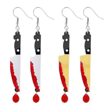 Imagem de WCRAZYE Brincos de faca para homens e mulheres, exclusivos, acrílicos, leves, punk, gótico, espada de terror, punhal, pingente de gota, brincos hip hop, joias de Halloween, Large, Acrílico, Sem pedra