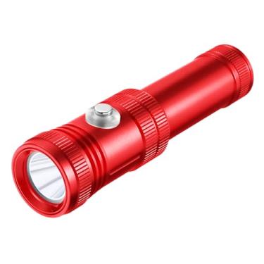 Imagem de WindFire Lanterna de mergulho recarregável, à prova d'água IPX8 com indicador de energia, ângulo de feixe estreito, 4 modos de iluminação, lanterna subaquática para mergulho e snorkel (vermelho)