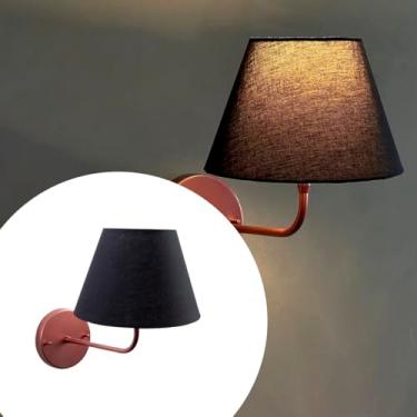 Imagem de Arandela luminaria de Parede Curvada Clássica Rose Gold Com Cúpula Preta Para Decoração iluminação Sala, Corredor, Quarto, Cama