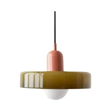 Imagem de Luminária Pendente De Vidro Nórdico Retrô E27 Led Lustre Para Sala De 