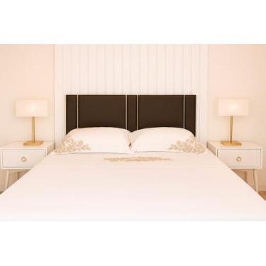 Imagem de Cabeceira Estofada Antialérgica Adesiva em Módulos - Coledecor, Preto,