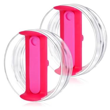 Imagem de Substituição da tampa do copo de 1,134 g Apto para Stanley Cup, tampas de substituição transparentes, substituição da tampa do copo Stanley 1,134 g, acessórios Stanley Cup, pacote com 2 (rosa choque)