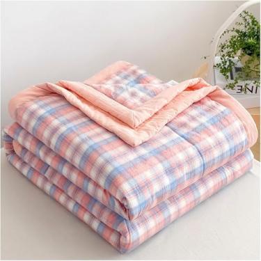 Imagem de Nova Colcha De Algodão Moderna Com Ar Condicionado - Cobertor Leve Acolchoado Primavera/verão Colcha Fina Algodão Respirável Edredom Xadrez Colcha De Impressão Colcha, D, 200x230cm