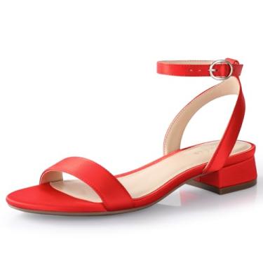 Imagem de Ankis Sandálias femininas pretas nude brancas vermelhas confortáveis para caminhada com tiras abertas sandálias femininas elegantes verão 2,5 cm salto baixo plano ajustável tira no tornozelo sapatos