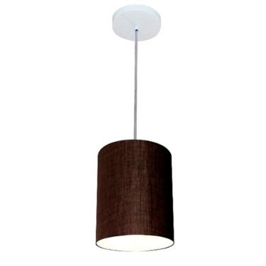 Imagem de Lustre Pendente Cilíndrico Vivare Md-4012 Cúpula em Tecido 18x25cm - Bivolt