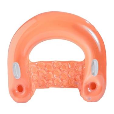 Imagem de KiBcsLic Boias Infláveis para Piscinas Adultas com Porta-copos em PVC, Confortáveis Espreguiçadeiras Infláveis para Festas Na Piscina E Natação Ao Ar Livre, Laranja