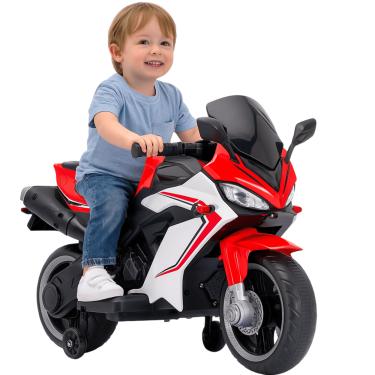 Imagem de Moto Elétrica Bang Toys Infantil Aura G2  com Rodinhas Vermelha 12V