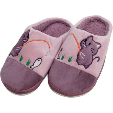 Imagem de Pantufas Sapato Gatinho Pelúcia Chinelo De Inverno Infantil