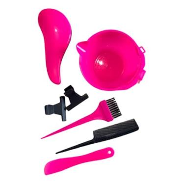 Imagem de Kit Química Master Profissional para Cabelereiro – Contém Escova Mágica, Cumbuca Graduada, Pente, Pincel, Espátula e Presilhas (Pink)