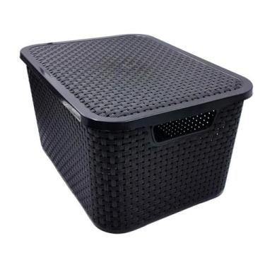 Imagem de Caixa Organizadora Multiuso Rattan 40 Litros Com Tampa 1 Un - Arqplast