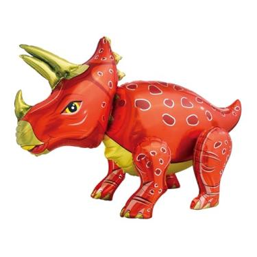 Imagem de YiYou Conjunto de balões de alumínio de animais gigantes, 4D Leão Tigre Panda Elefante Dinossauro, Decorações de Festa Tema de Vida Selvagem (Tricerátopos)