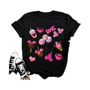 Imagem de plus Size Disney Minnie Menina Camiseta Feminina Harajuku Verão Casual