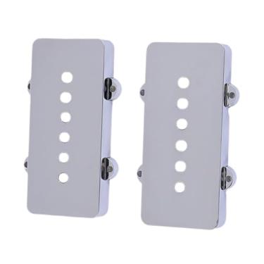Imagem de Milageto 2 peças capa para captador humbucker faça você mesmo superfície brilhante peça de instrumento musical peças estáveis guitarra elétrica espaçamento, Argent