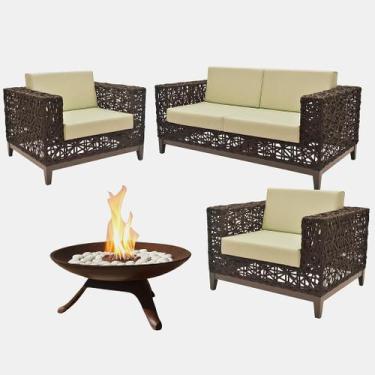 Imagem de Conjunto de Sofá Estrela Corda Náutica com Lareira Ferro Portátil Área