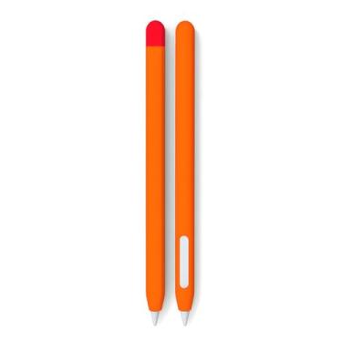Imagem de siduater Capa de silicone para Apple Pencil Pro e Apple Pencil 2ª geração, capa de caneta leve, acessórios de proteção macia para iPad Pencil Grip Holder, laranja + vermelho