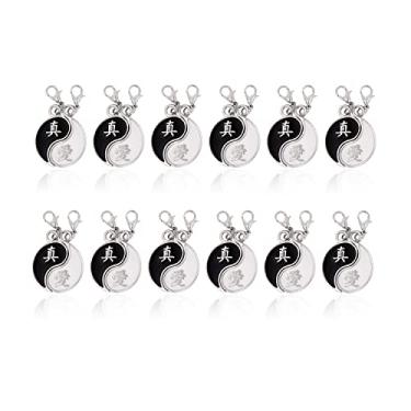 Imagem de Mandala Crafts Berloques de encaixe com fecho de lagosta para pulseira, colar, joias faça você mesmo; tom prateado, 12 peças sortidas, Metal, Sem Pedra Preciosa