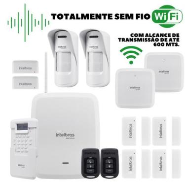 Imagem de Kit Alarme Intelbras AMT 8000 Sem Fio com Sensores Externos e Universa