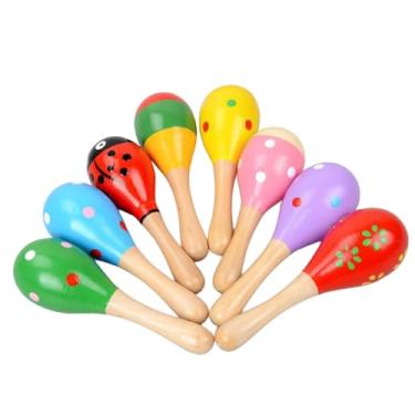 Imagem de Fenteer 6x Maracas de madeira para crianças, instrumentos musicais, martelos de areia, brinquedos educativos para apresentações ao vivo, jogos, festival KTV