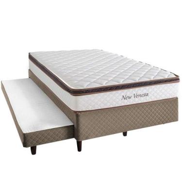 Imagem de Cama Box com Auxiliar Solteiro Herval New Veneza, 54x88x188 cm, Molas 
