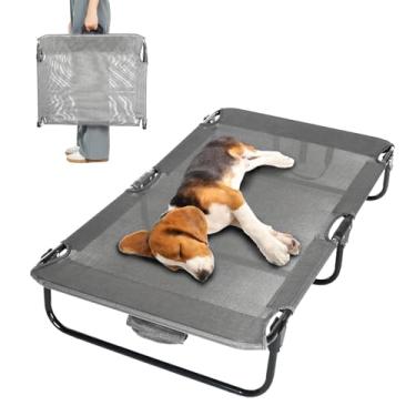 Imagem de everfront Cama elevada para cães, dobrável, portátil, berço de campismo, cama de verão para cães (média, cinza-têxtilene)
