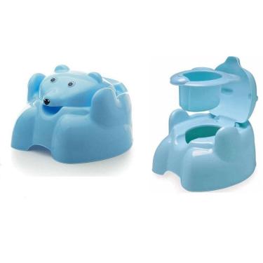 Imagem de Troninho Pinico Azul Urso Com Tampa Para Bebê