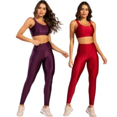 Imagem de Conjunto Top e Calça New Zig 3D Serra e Mar Kit com duas cores Para treino Academia Moda Fitness-Feminino