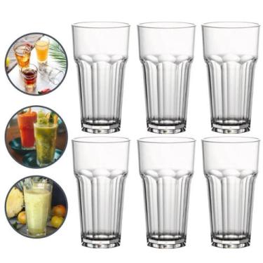Imagem de Kit 6 Copos de Vidro 340ml Resistente Transparente Restaurante Cozinha