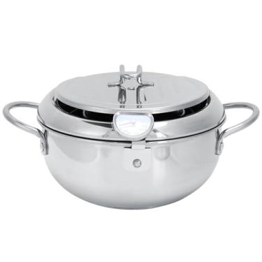 Imagem de Aramox 28 Cm de Fritadeira de Profundidade, Estilo 201 Aço Inoxidável Fritando Fritura Circular, Cerca de 4,2L, Com Rack de Filtro de óleo Termômetro, para Cozinha, Hotel, Restaurante