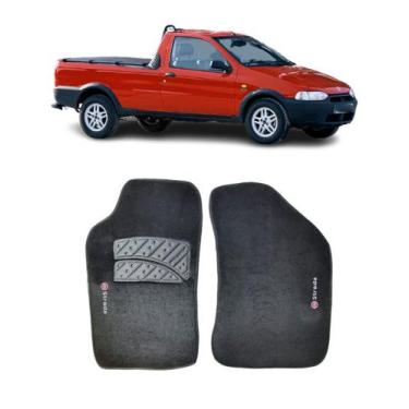 Imagem de Jogo Tapete Carpete Fiat Strada Cabine Simples 1997 a 2011 com Logo Bo