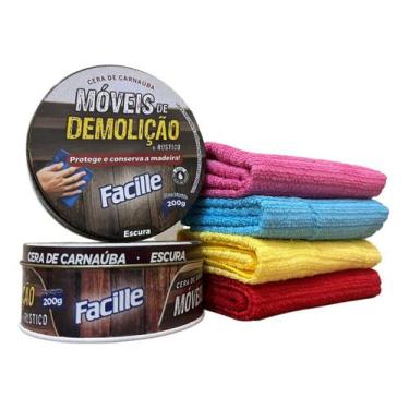 Imagem de 02 Cera Carnauba Lustra Moveis 200g Escura 04 Panos Micro - crivialli