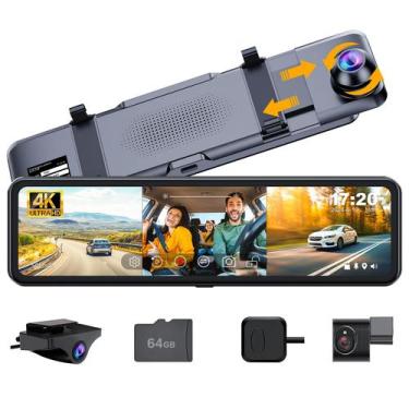 Imagem de Mirror Dash Cam Martalk K80 3 canais 4K frontal 1080P traseiro