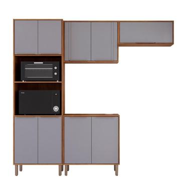 Imagem de Kit Armário Cozinha Completa Áurea 230cm 9 Portas com Balcão