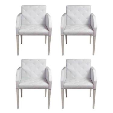 Imagem de Kit 4 Poltronas Nina Costura Capitonê - Branco - Cor: Branco - Rud Hou