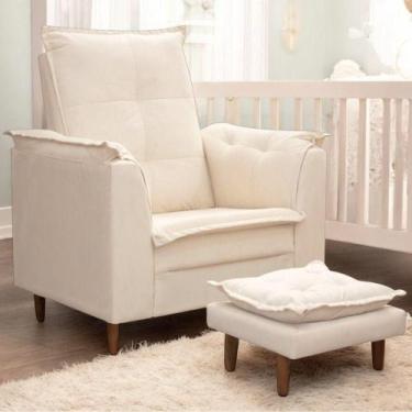 Imagem de Poltrona Maria Para Amamentação E Descanso Com Puff Confortável Suede 