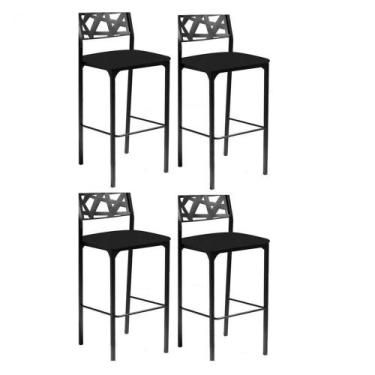 Imagem de Kit 4 Banquetas Luiza material sintético Preto - GAT MAGAZINE