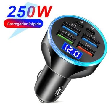Imagem de Carregador De Carro 100W Com 6 Portas, Carregamento Rápido PD QC3.0, A