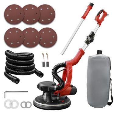 Imagem de DEVONIC Lixadeira de drywall, remoção de teto de pipoca 750w, lixadeira elétrica de drywall com coletor de poeira a vácuo, luz LED, 5 velocidades variáveis 1000-2100 rpm, alça dobrável e extensível