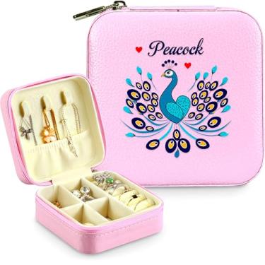 Imagem de BJDAMAI Caixa de joias, presentes de pavão para adolescentes, adolescentes, crianças, 6, 7, 8, 9, 10, 11, 12, 12, 12, para amantes de pavão, acessórios, decoração de coisas, anel de viagem, brincos