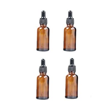 Imagem de Lansonee 4 frascos de vidro âmbar com pipetas de vidro para armazenar óleos essenciais, perfumes, cosméticos e misturas de aromaterapia, 30 ml