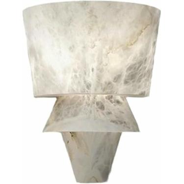 Imagem de WLHAZMWY Candeeiro de parede estilo europeu sala de estar luminária de parede moderna arandela de mármore natural 23 cm lâmpadas de cabeceira com fio para corredor