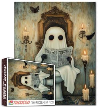 Imagem de 1000 Pieces Halloween Ghost Puzzle for Adults, The Horror Little Devil Reading Newspapers Puzzle Pieces,Holiday Party Gifts,Best for Family Game Play Collection,Wall Decor 19.7 x 27.6 Inch
