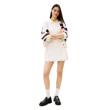 Imagem de Tommy Jeans Minivestido polo feminino de manga curta com logotipo bordado, Branco antigo, P