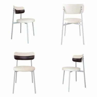 Imagem de Conjunto 4 Cadeiras de Jantar Kyta Tecido Mesclado Est.Branca - Metali