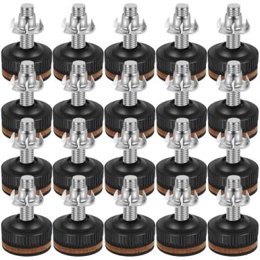 Imagem de XYDHQS 20 peças de pés de nivelamento de móveis ajustáveis, pés de nivelamento de móveis resistentes com almofada de borracha de feltro, niveladores de móveis com 20 peças de porcas em forma de T para