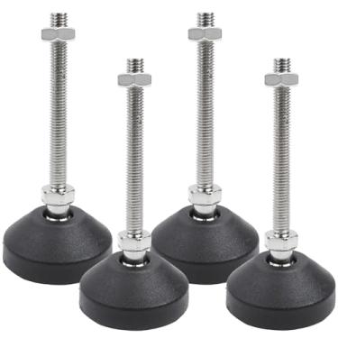 Imagem de LC LICTOP Pés niveladores M8 x 80 mm, altura de 10 cm e capacidade de 399 kg, deslizadores de móveis giratórios ajustáveis resistentes, niveladores de pés de borracha rosqueada para mesa, prateleiras